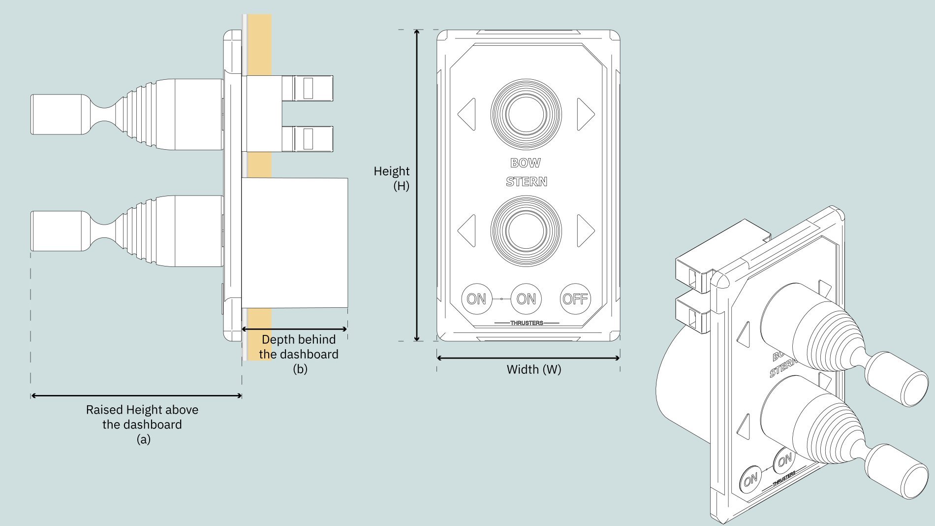 Baugpropell Nedsenkbar SLEIPNER Kontrollpanel joystick dobbel Replacement for control panel 8902b 8902 C